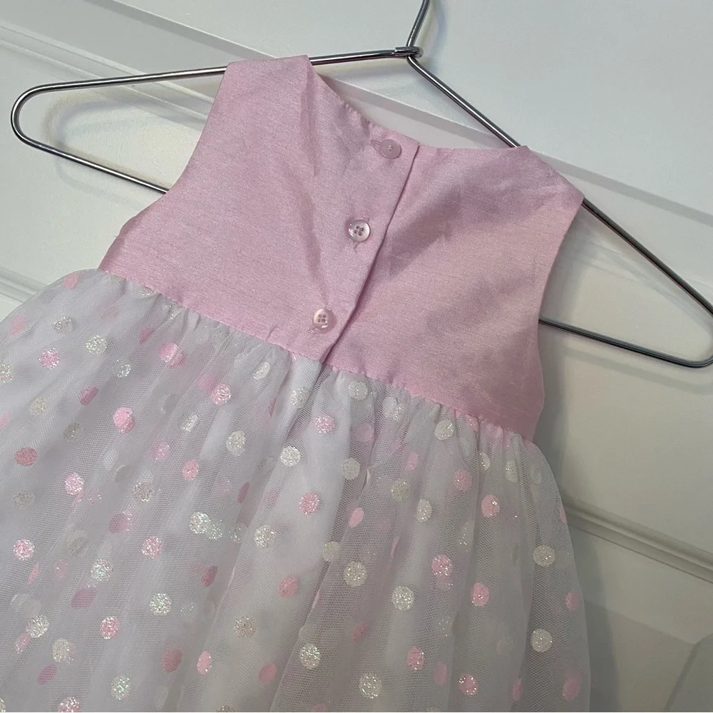 Special Occasions Pink and White Polka Dot Dress Size 3/6 mo. Costume Dress up